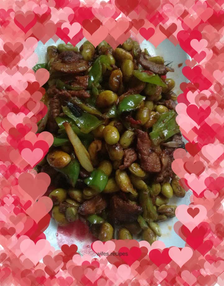 Fried pork with edamame