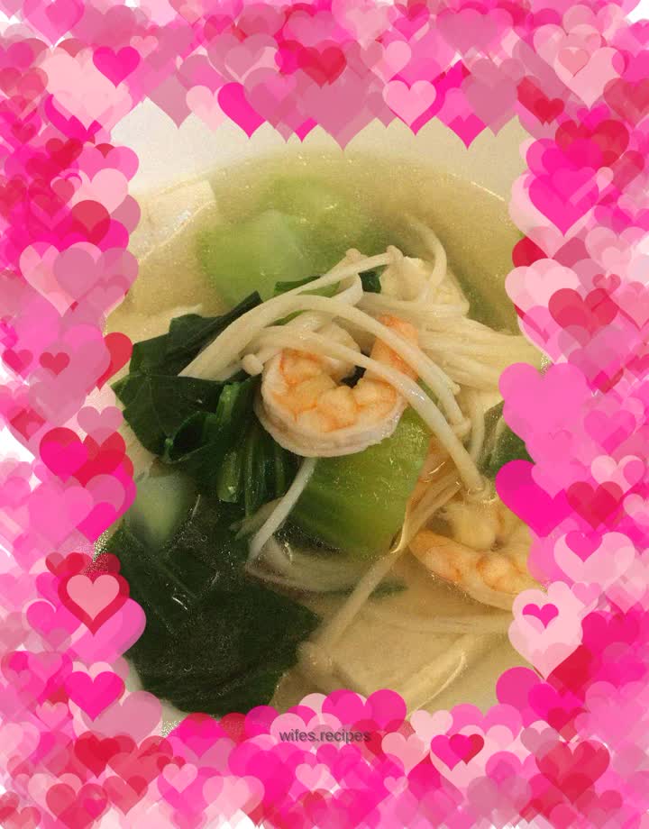 Golden needle shrimp soup