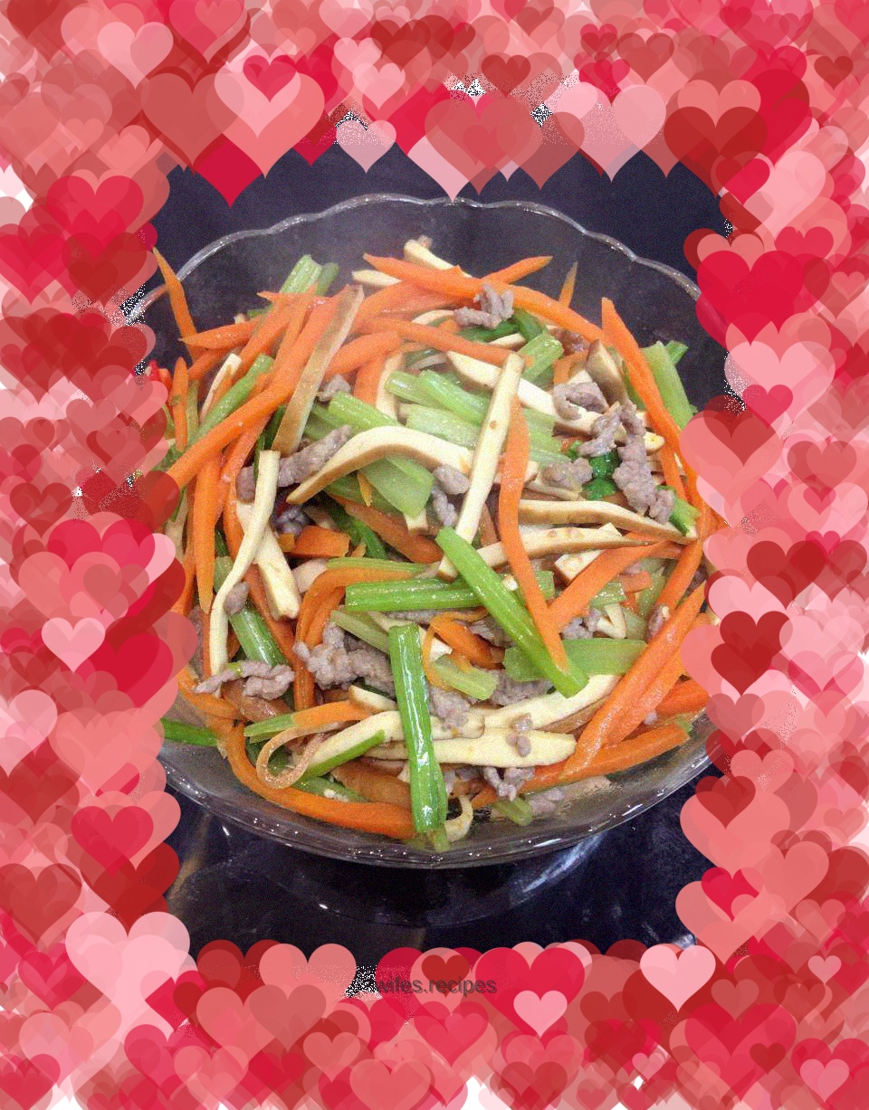 Stir-fried three shreds of celery