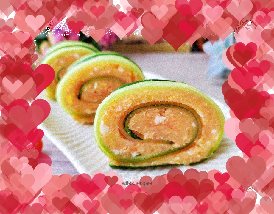 Egg, mashed potato and cucumber rolls