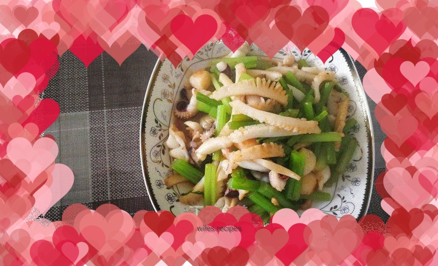 Stir-fried fish with celery