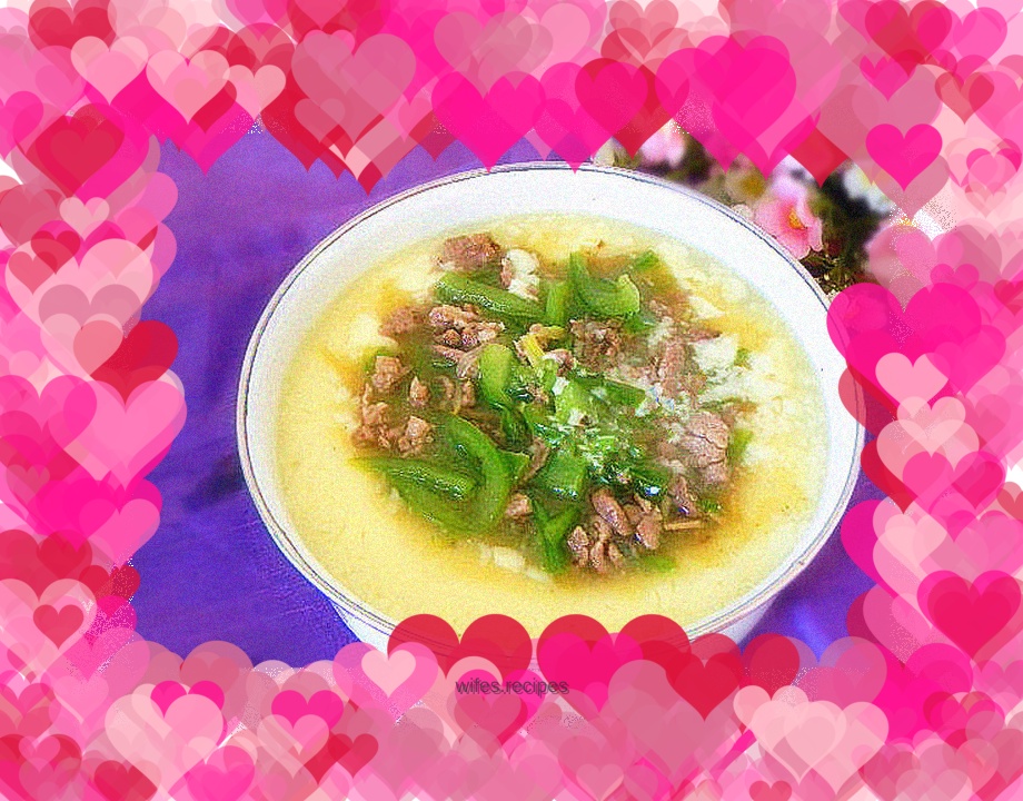 Green pepper, shredded pork and egg custard