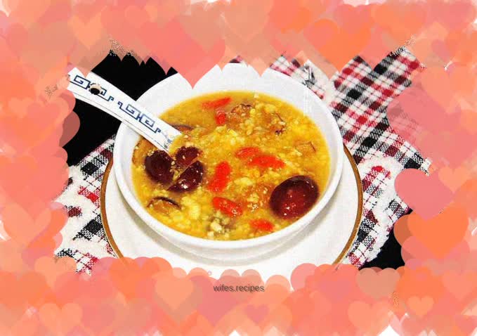 Tender corn, wolfberry and red date porridge
