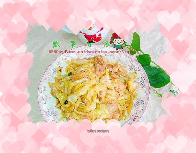 Stir-fried pork slices with cabbage