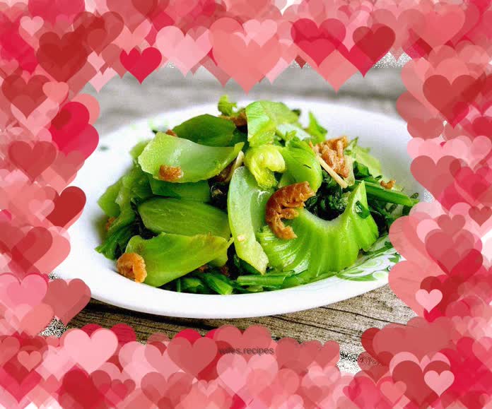 Stir-fried mustard greens with golden hook