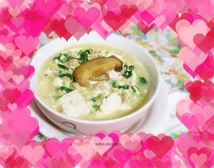 Tofu and green vegetable soup