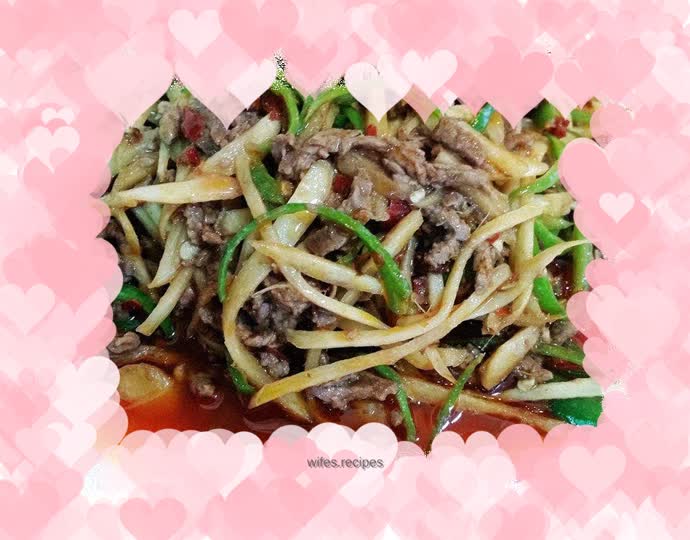 Stir-fried shredded beef with ginger