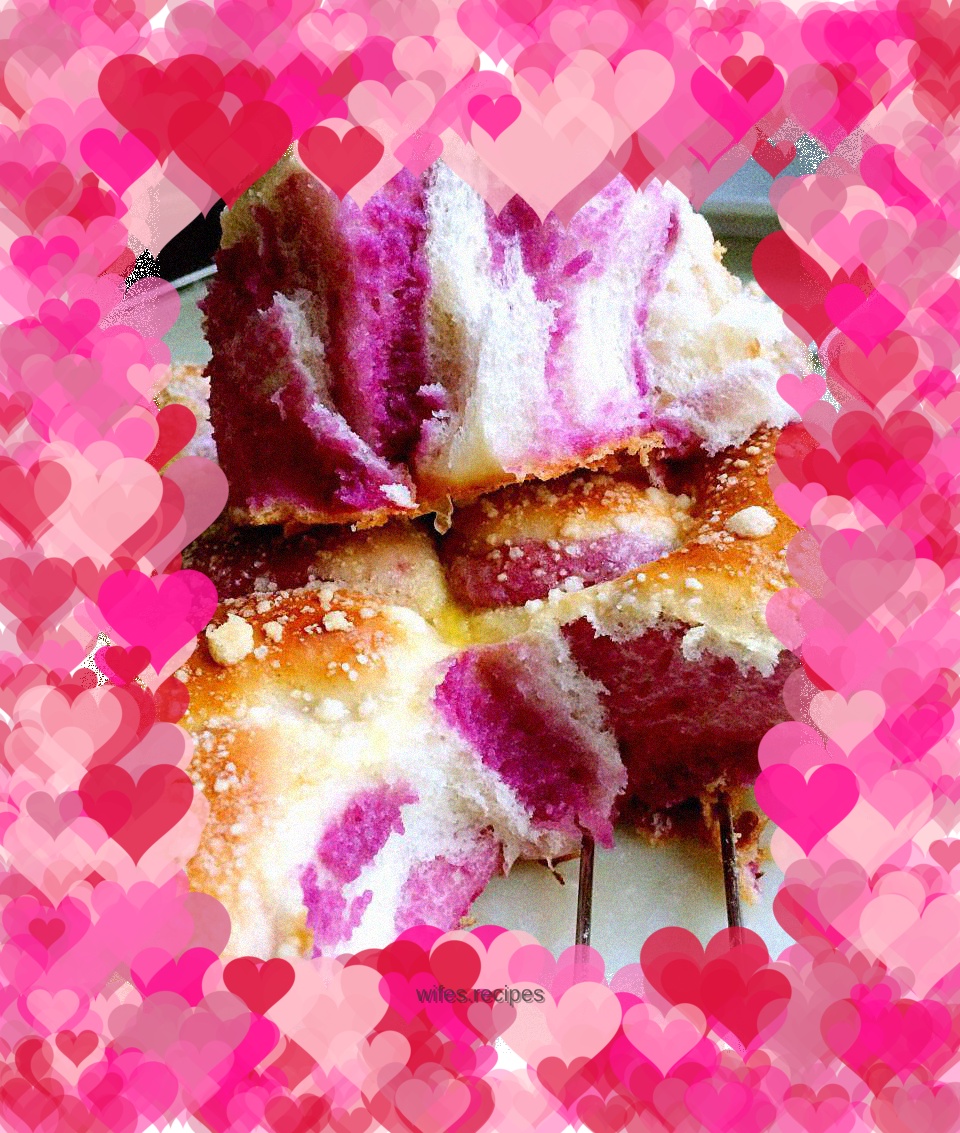 Purple potato cheese old bread