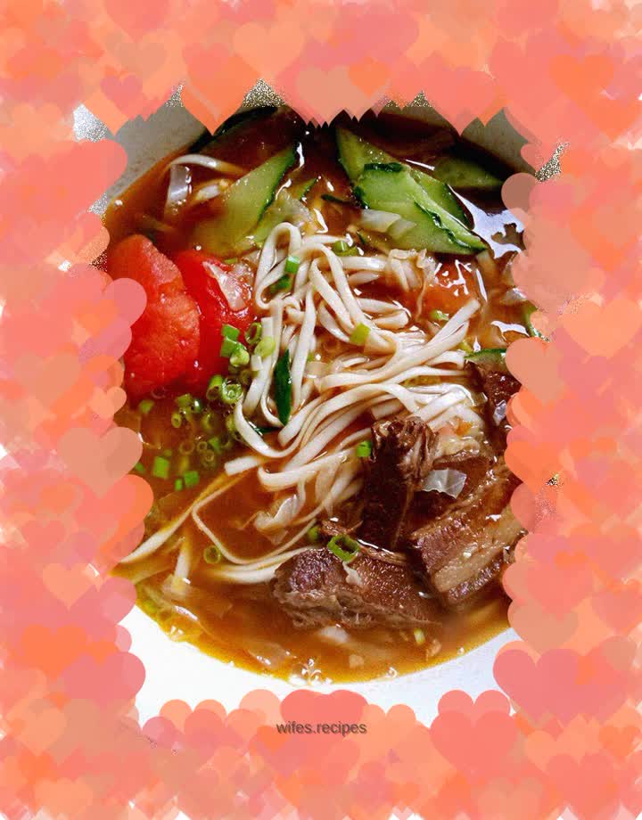 Leftover meat version of hot noodle soup (steamed meat)