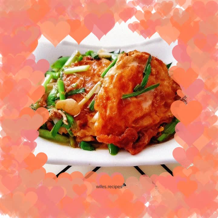 Poached eggs with garlic sprouts