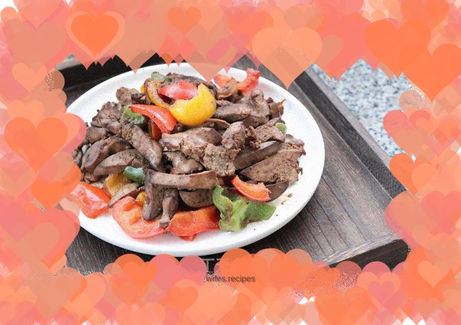 Stir-fried chicken liver with colorful peppers