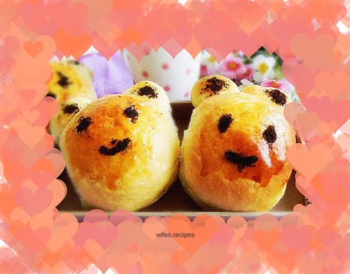 Colorful Bear Bread with Coconut Custard Filling