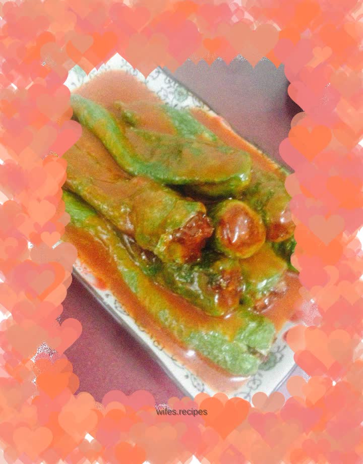 Sweet and Sour Tiger Skin Stuffed Green Peppers