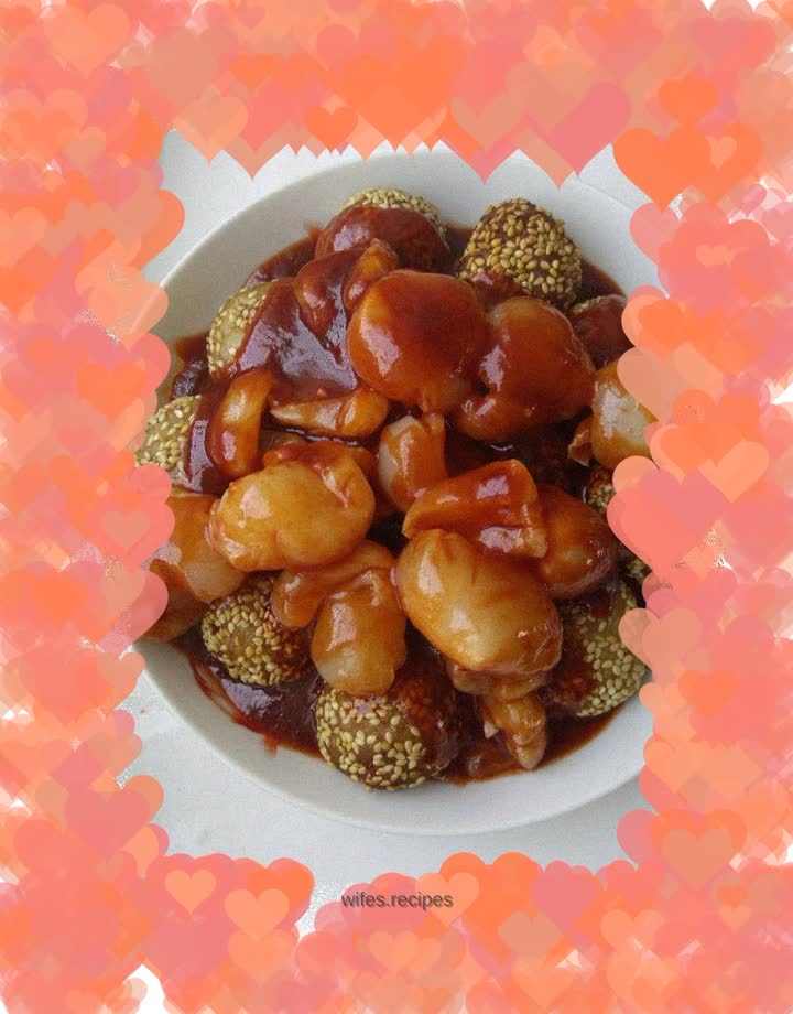 Tomato and lychee sesame balls