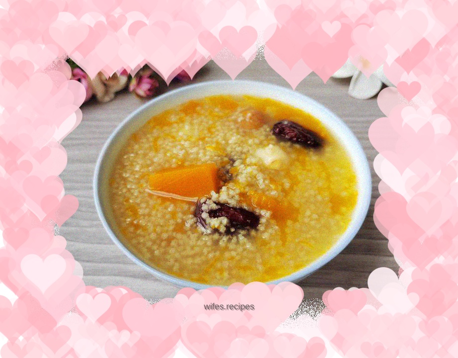 Red dates, pumpkin, lotus seeds and millet porridge