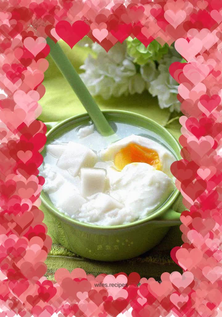 Rice wine rice cake poached egg