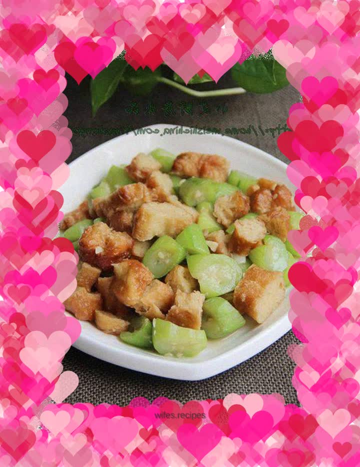 Fried loofah with fried dough sticks