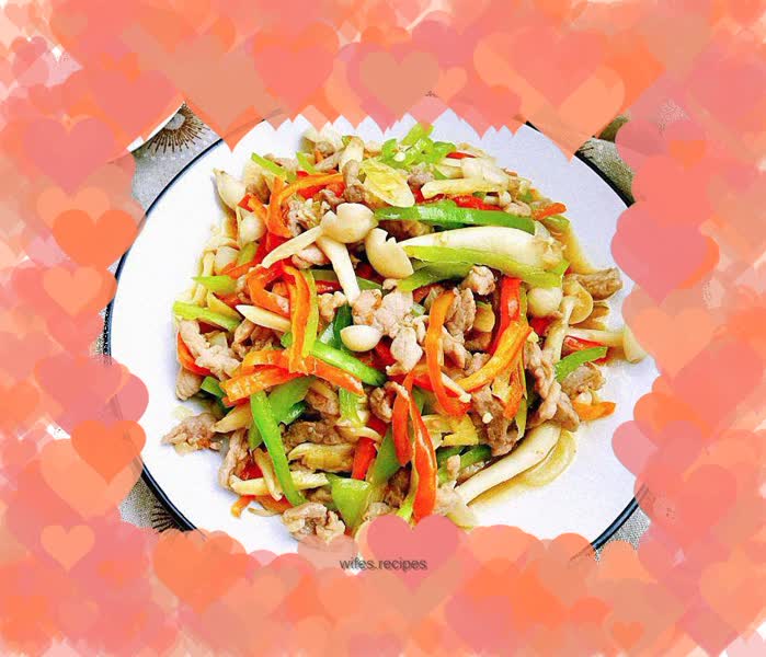Stir-fried Pork with Spicy Peppers and White Jade Mushrooms