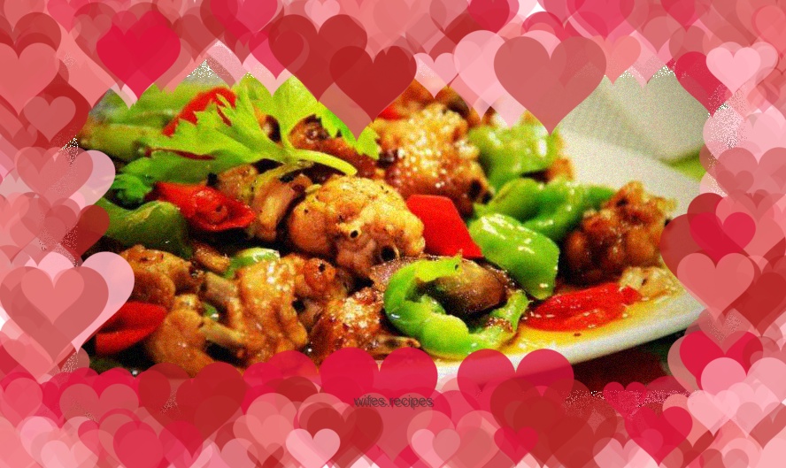 Pan-fried wings with three peppers