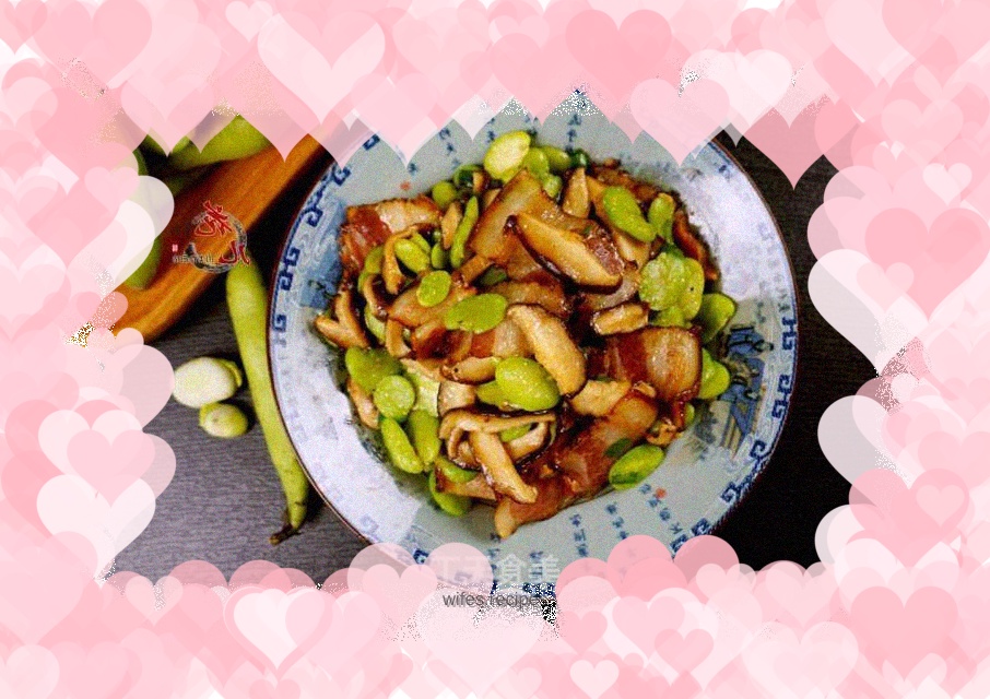 Stir-fried broad beans and bacon