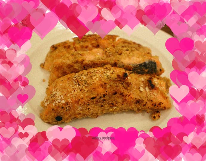 Pan-fried salmon with oats