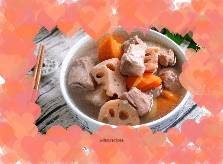 Stewed pork ribs with lotus root and carrot