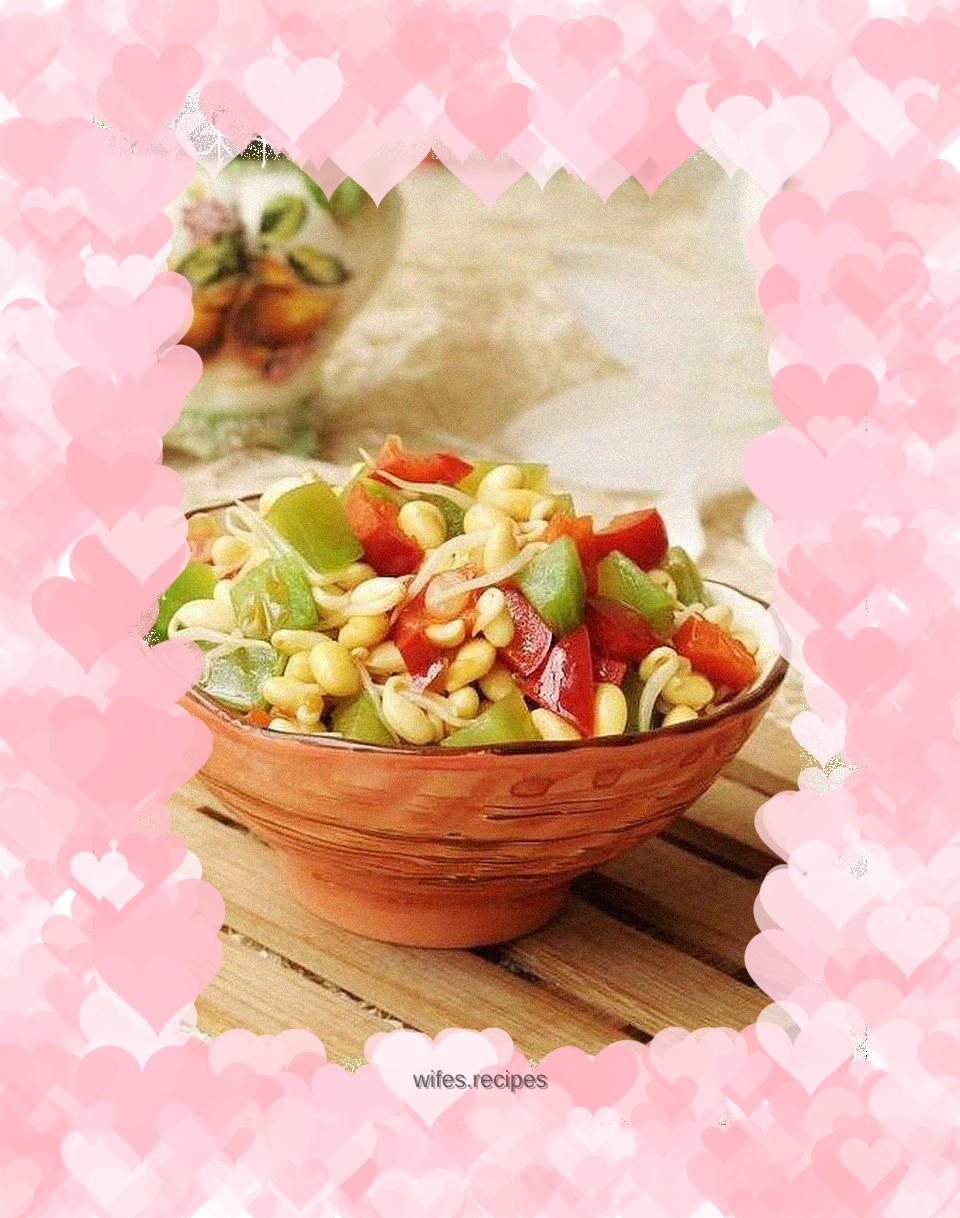 Soybean sprouts mixed with diced lettuce