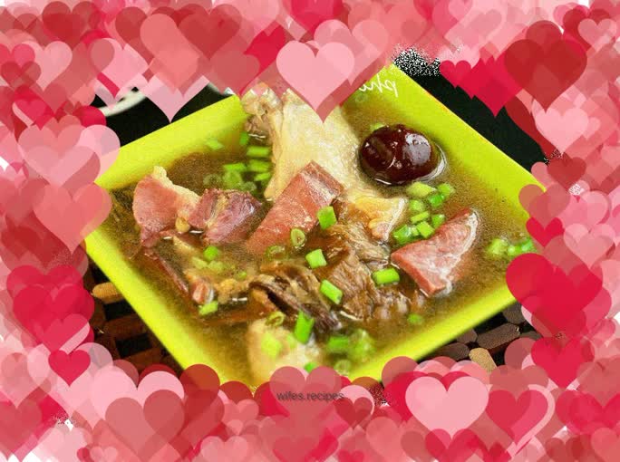 Chicken ham in clear soup