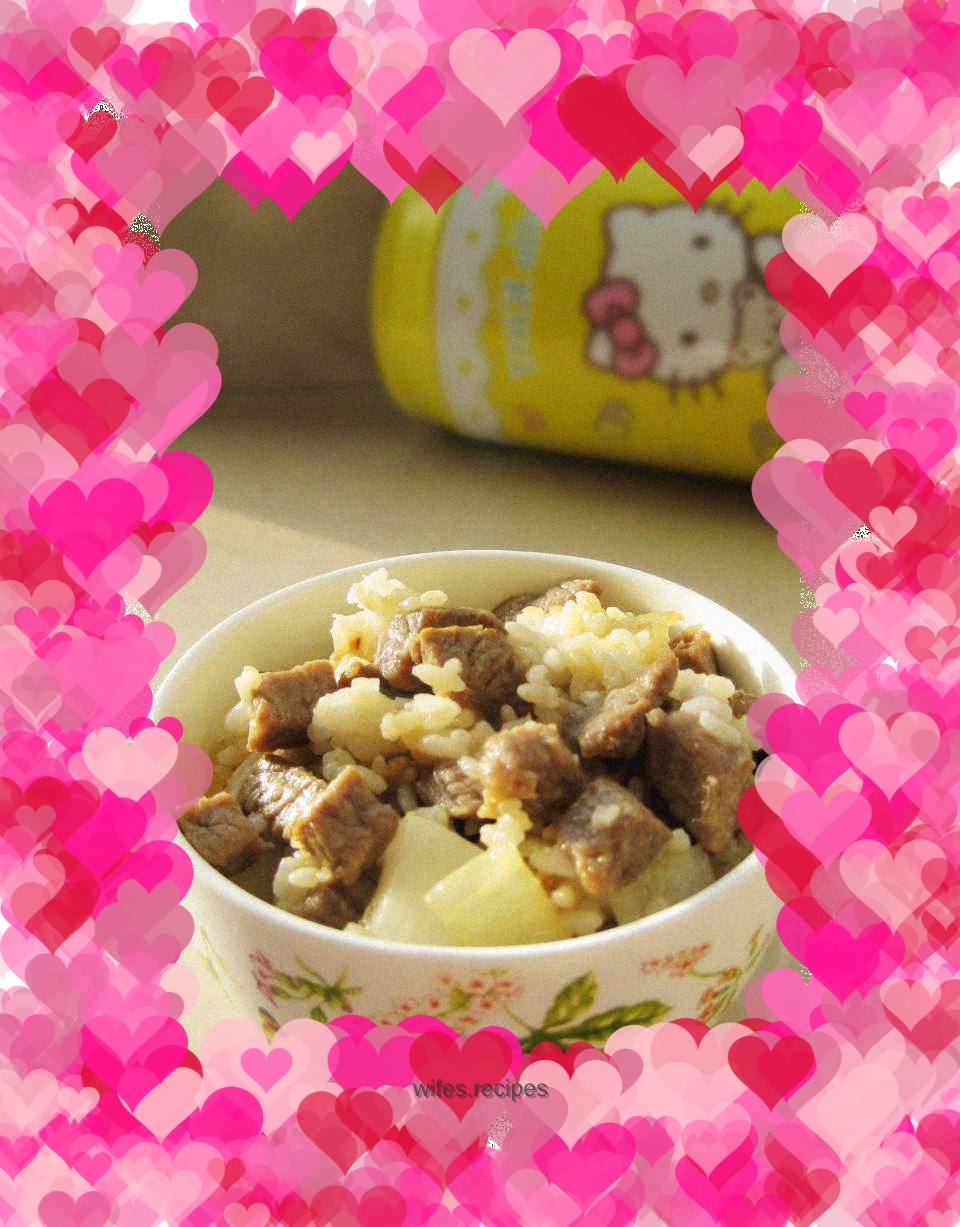 Onion and beef fried rice