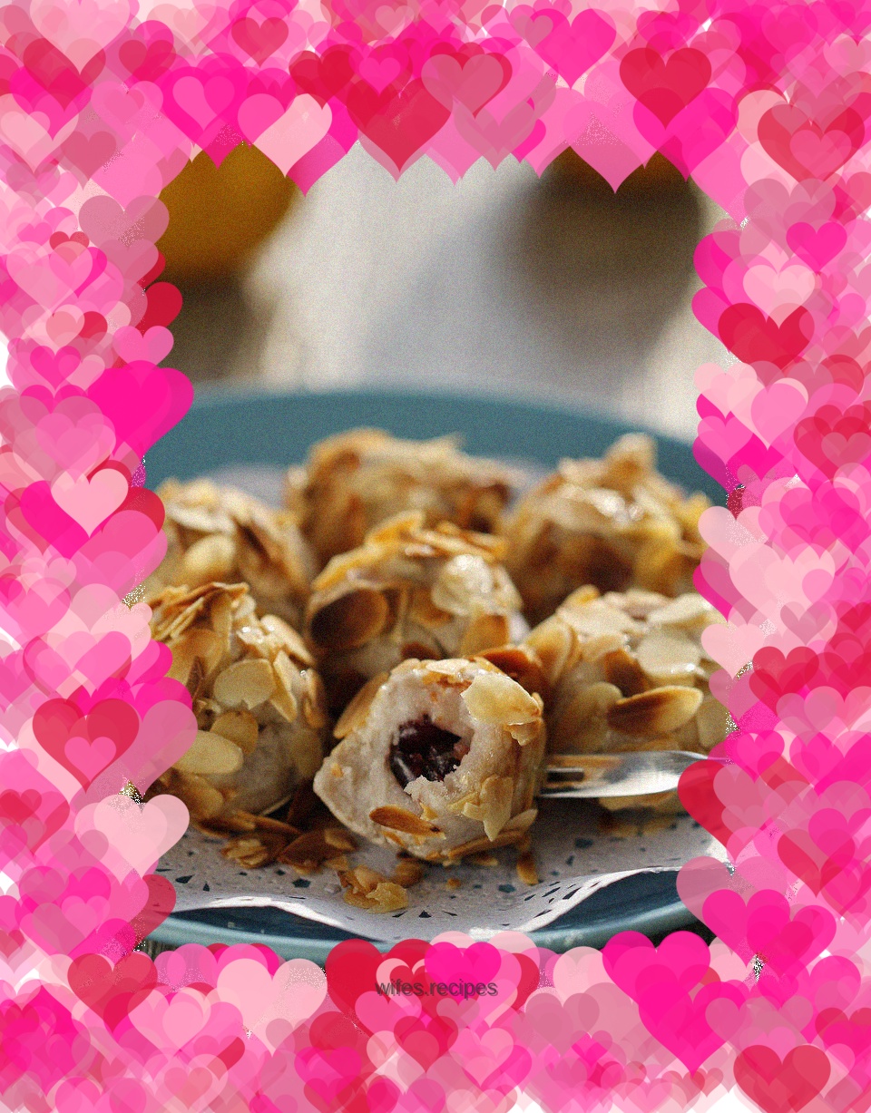 Cranberry taro puree almond balls