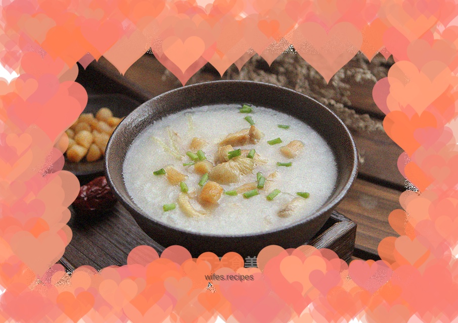 Shredded Chicken Congee with Scallops