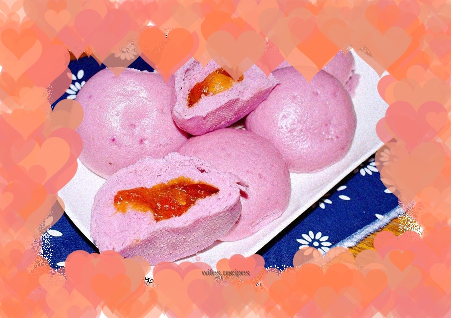 Purple sweet potato and watermelon buns