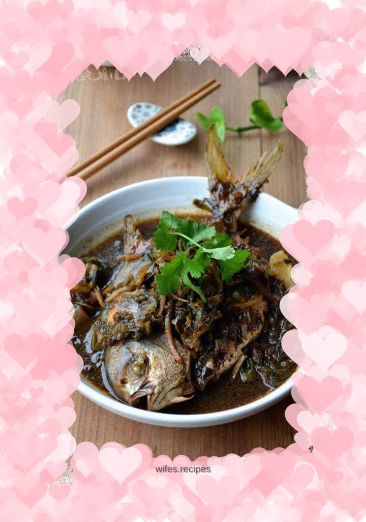 Braised Golden Pomfret with Pickled Vegetables