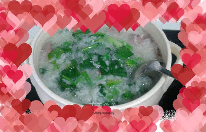 Pork liver and spinach porridge