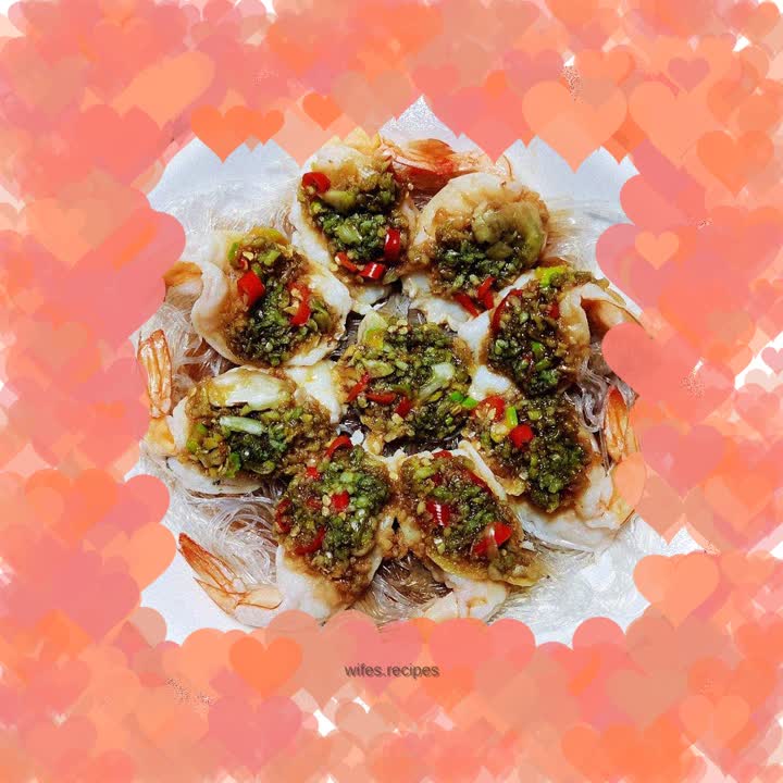 Garlic vermicelli with open-back shrimp