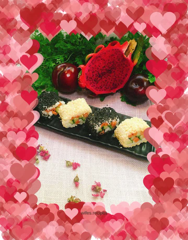 Black and white sesame sushi