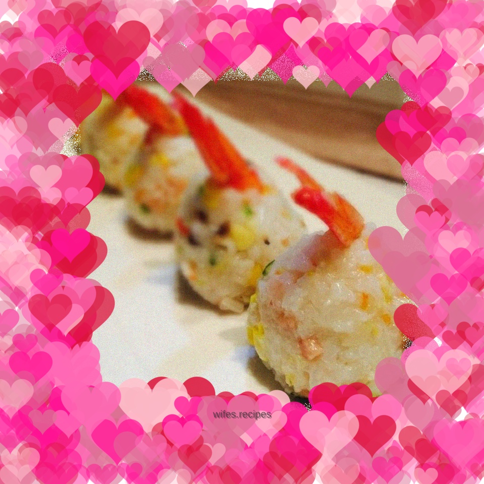Colorful shrimp rice balls
