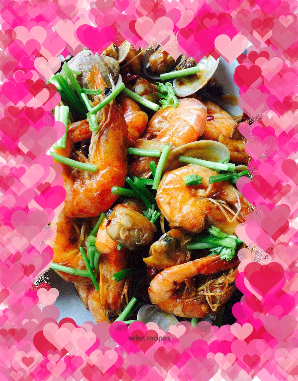 Fried clams with prawns