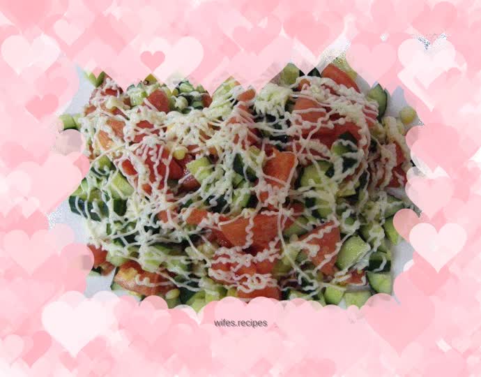 Cucumber, tomato and corn salad