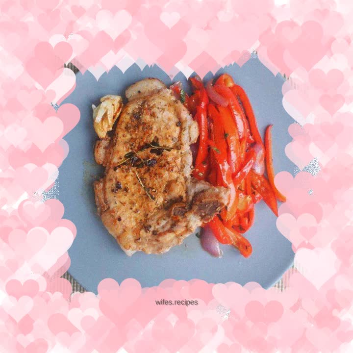 Pan-fried pork chop with sweet and sour bell pepper