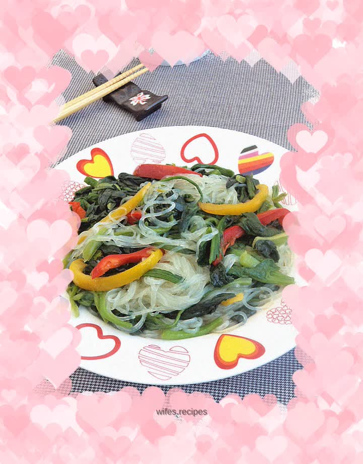 Stir-fried vermicelli with spinach