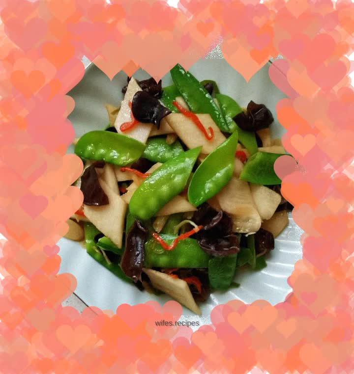 Stir-fried yam with snow peas