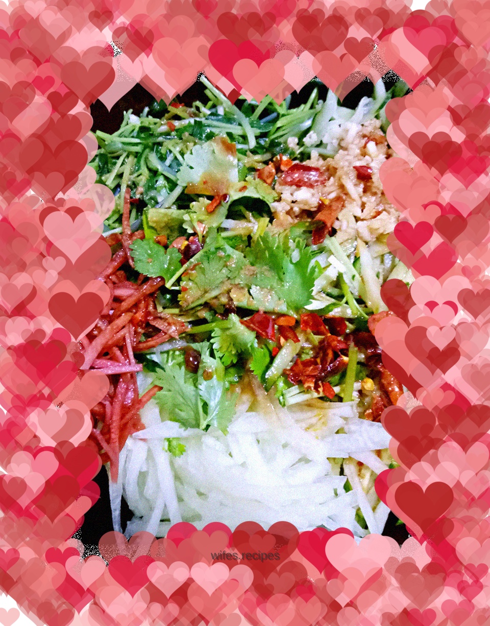 Mung bean sprouts, watermelon rind and cold dish