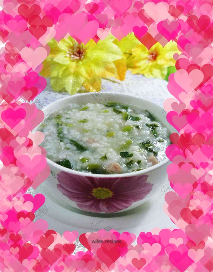 Pickled cabbage, lean pork and rice porridge