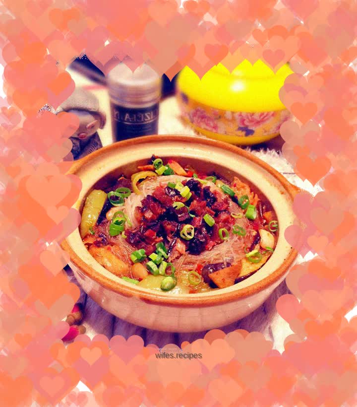 Bacon vermicelli and eggplant stew