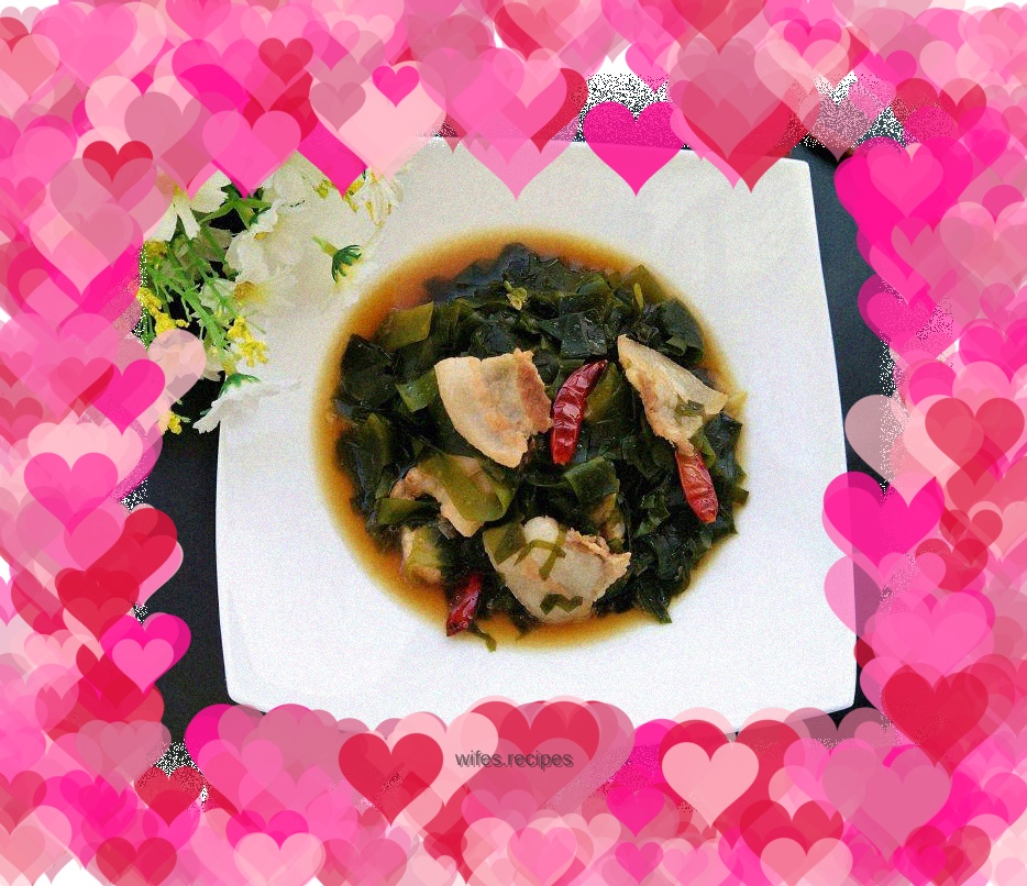 Stir-fried pork belly and fresh kelp