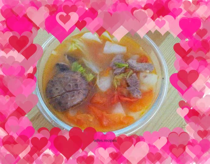 One pot stew (stewed cabbage with mushrooms, tomatoes, radish)