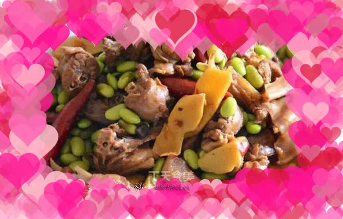 Homemade recipe for roasted duck with green beans