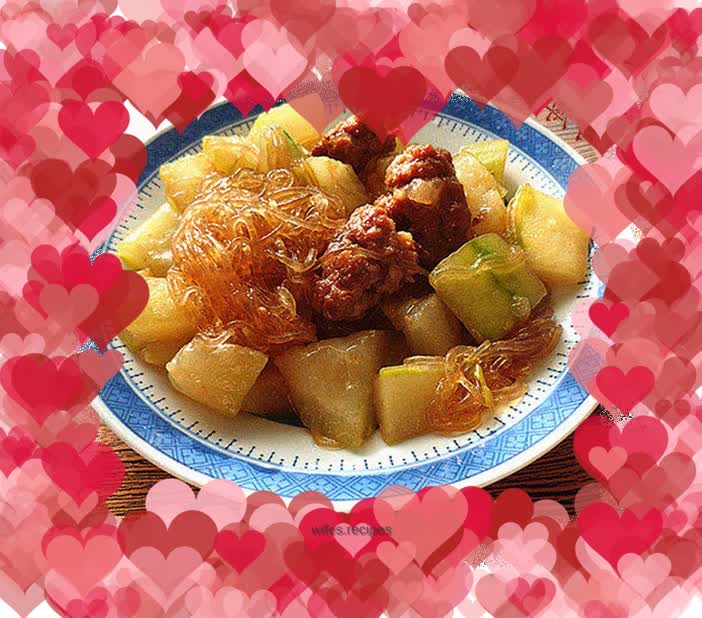 Vermicelli meatballs and roasted winter melon