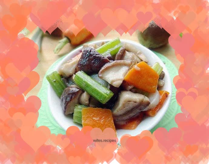 Stir-fried mushrooms with celery